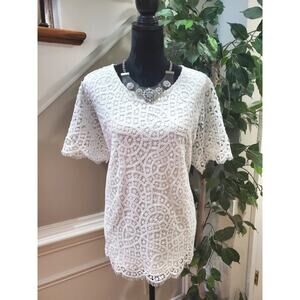 Philosophy Women's White Polyester Round Neck Short Sleeves Top Blouse Size XXL